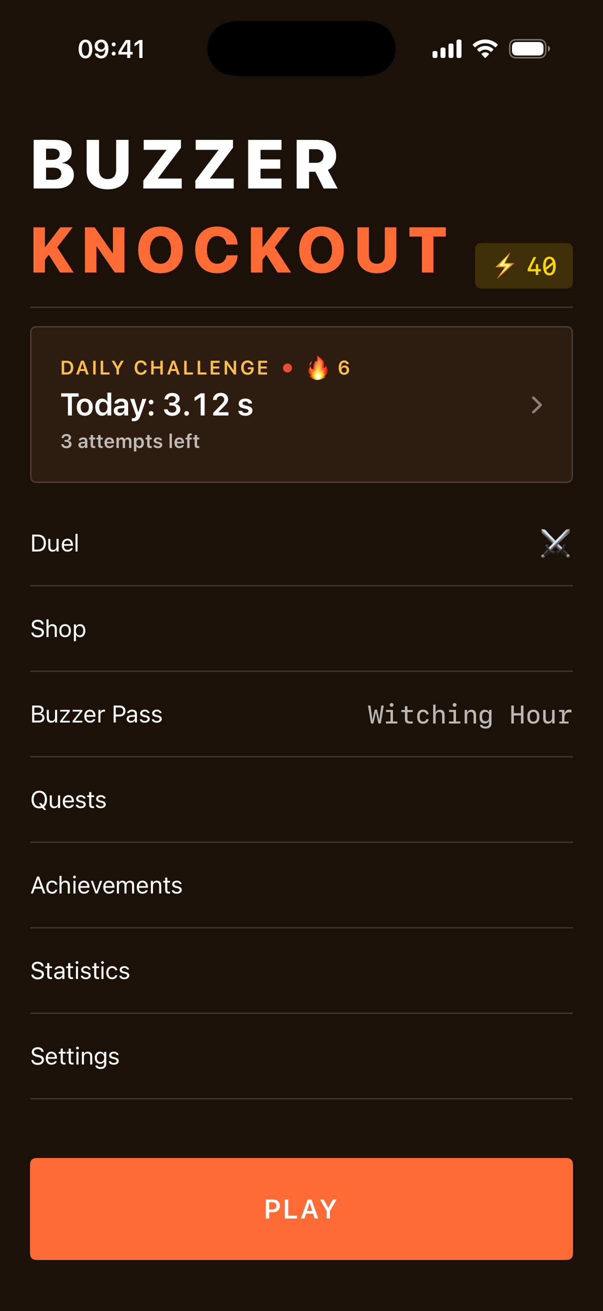 Buzzer Knockout main menu