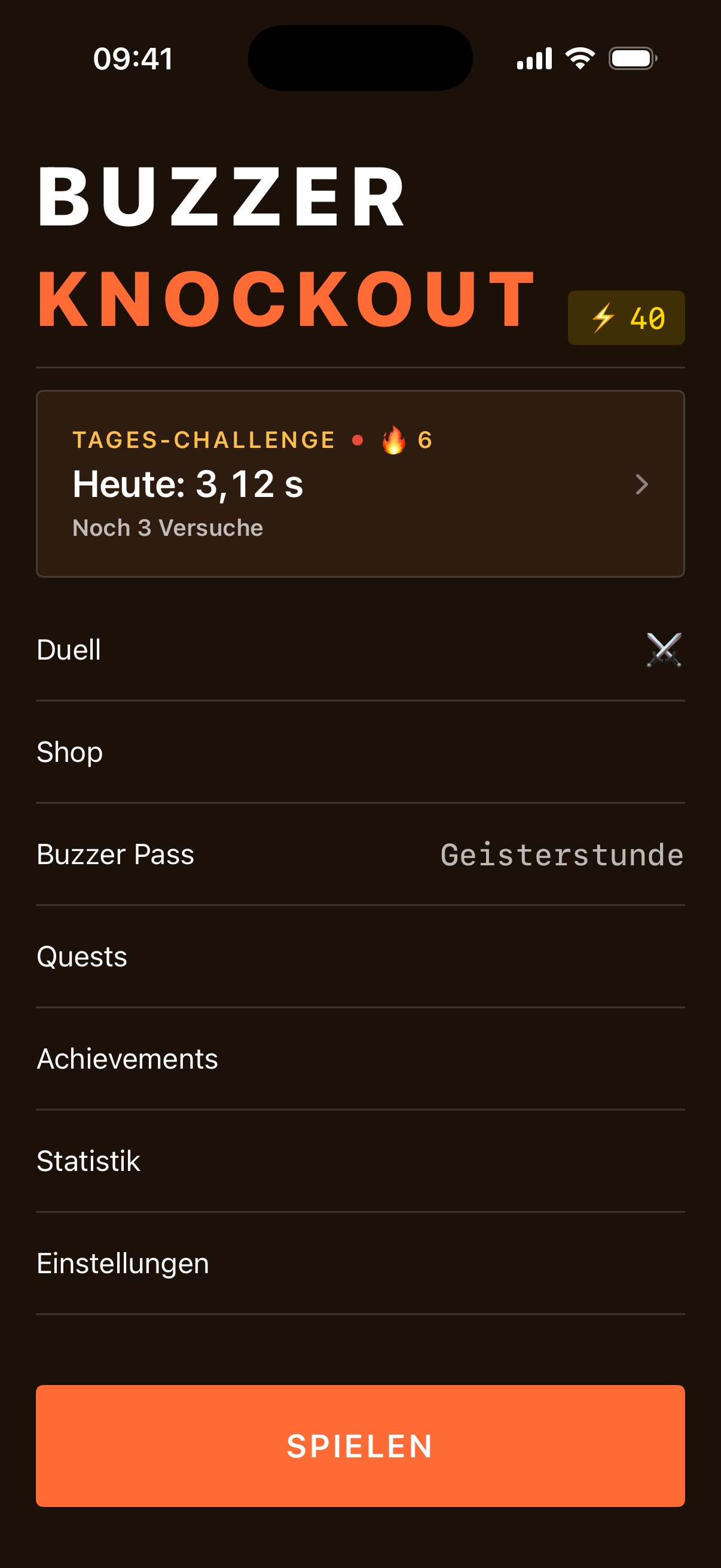 Buzzer Knockout Hauptmenü